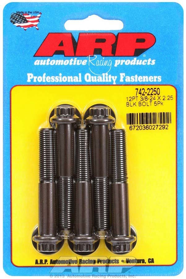 Auto Racing Products 742-2250 Bolts 3/8-24x2.250 UHL Black Oxide Bolts (5) Auto Racing Products 742-2250