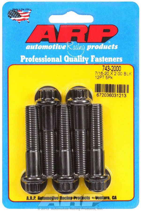 Auto Racing Products 743-2000 7/16-20 x 2.000 12pt Bolt Kit 5pk Auto Racing Products 743-2000