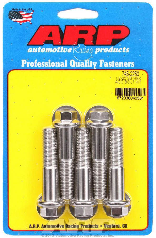 Auto Racing Products 745-2250 S/S Bolt Kit - 6pt. (5) 1/2-20 x 2.250 Auto Racing Products 745-2250
