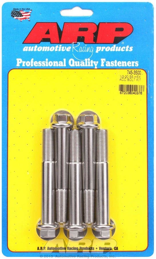 Auto Racing Products 745-3500 S/S Bolt Kit - 6pt. (5) 1/2-20 x 3.500 Auto Racing Products 745-3500