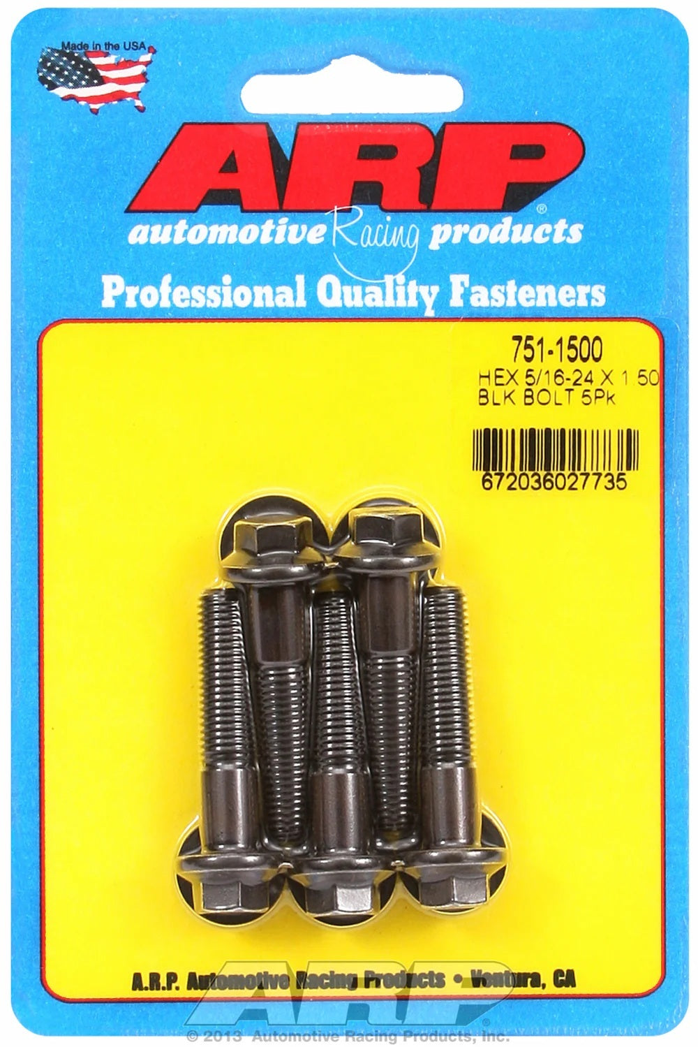 Auto Racing Products 751-1500 5/16-24 x 1.500 6pt Bolt Kit 5pk Auto Racing Products 751-1500