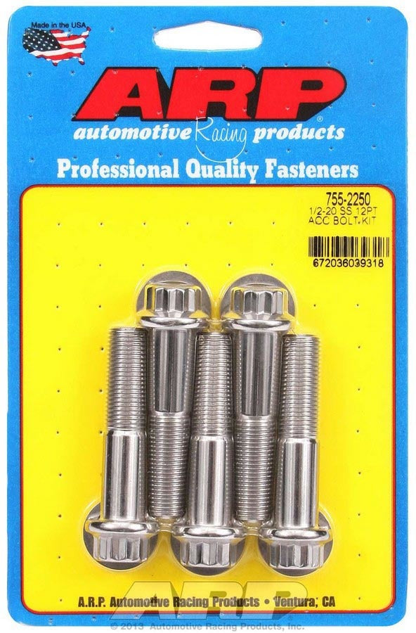 Auto Racing Products 755-2250 S/S Bolt Kit - 12pt. (5) 1/2-20 x 2.250 Auto Racing Products 755-2250