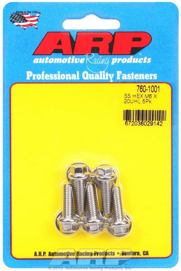 Auto Racing Products 760-1001 S/S Bolt Kit - 6pt. (5) 6mm x 1.00 x 20mm Auto Racing Products 760-1001