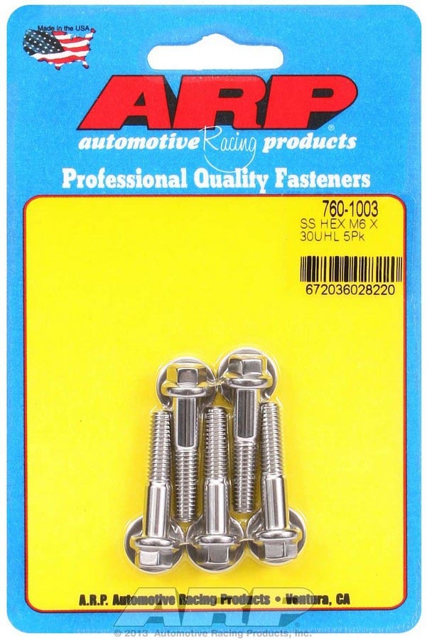 Auto Racing Products 760-1003 S/S Bolt Kit - 6pt. (5) 6mm x 1.00 x 30mm Auto Racing Products 760-1003