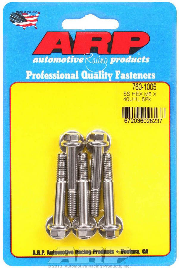 Auto Racing Products 760-1005 S/S Bolt Kit - 6pt. (5) 6mm x 1.00 x 40mm Auto Racing Products 760-1005