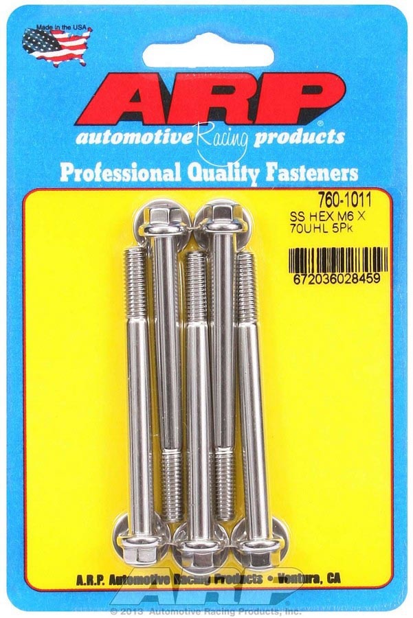 Auto Racing Products 760-1011 S/S Bolt Kit 6pt 6mm x 1.00 x 70mm Auto Racing Products 760-1011