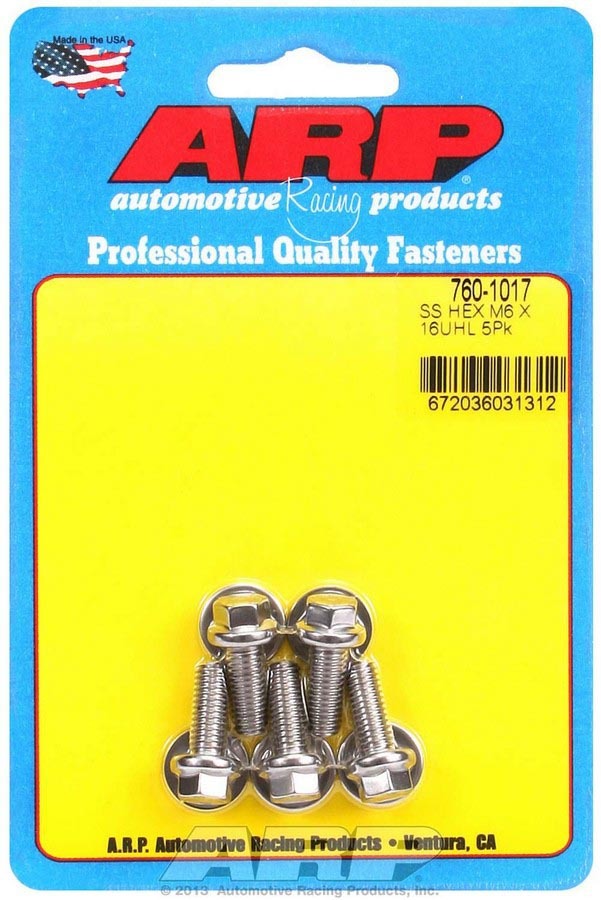 Auto Racing Products 760-1017 S/S Bolt Kit - 6pt. (5) 6mm x 1.00 x 16mm Auto Racing Products 760-1017