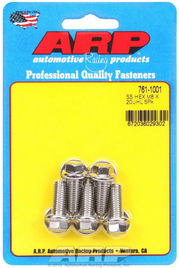 Auto Racing Products 761-1001 S/S Bolt Kit - 6pt. (5) 8mm x 1.25 x 20 Auto Racing Products 761-1001