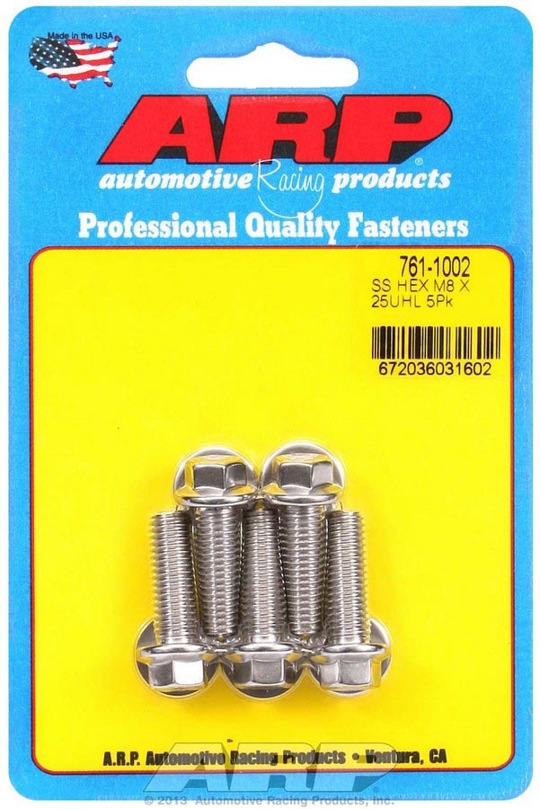 Auto Racing Products 761-1002 S/S Bolt Kit - 6pt. (5) 8mm x 1.25 x 25 Auto Racing Products 761-1002