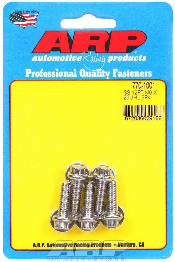 Auto Racing Products 770-1001 S/S Bolt Kit - 12pt. (5) 6mm x 1.00 x 20 Auto Racing Products 770-1001