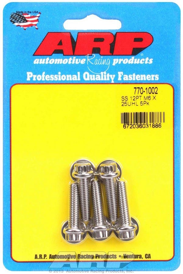 Auto Racing Products 770-1002 S/S Bolt Kit - 12pt. (5) 6mm x 1.00 x 25 Auto Racing Products 770-1002