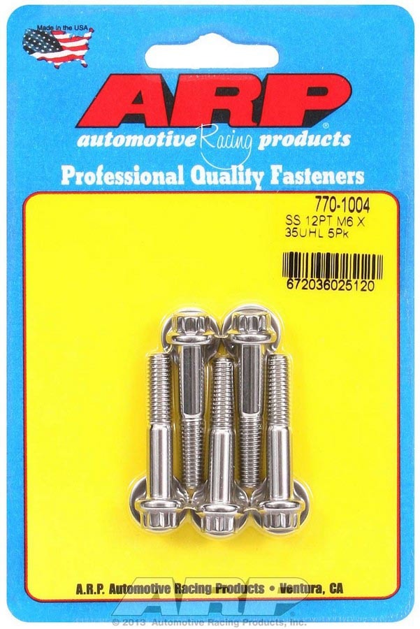 Auto Racing Products 770-1004 S/S Bolt Kit - 12pt. (5) 6mm x 1.00 x 35 Auto Racing Products 770-1004