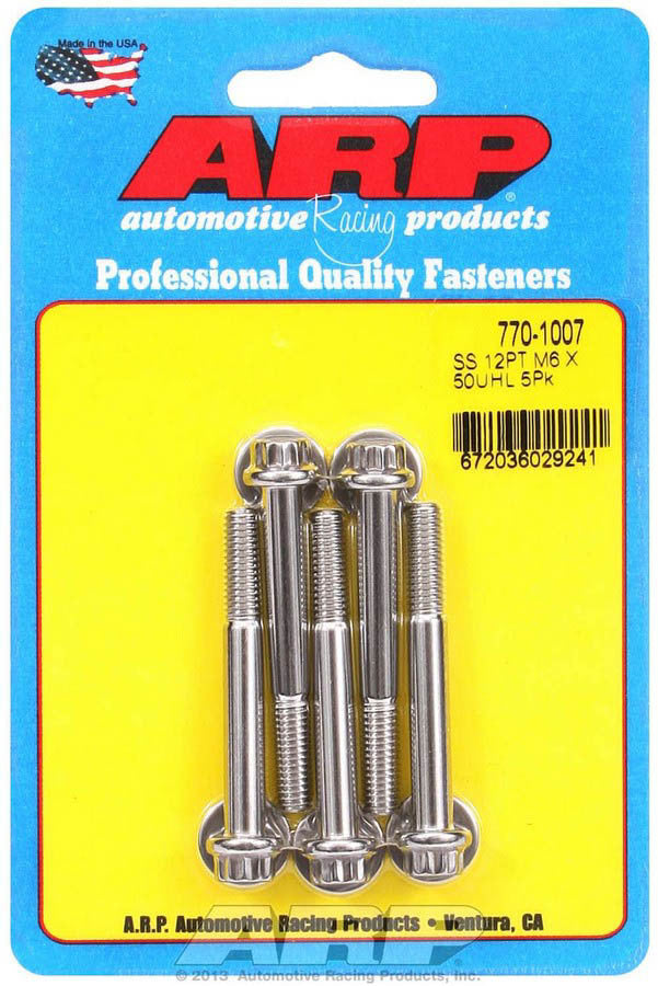 Auto Racing Products 770-1007 S/S Bolt Kit - 12pt. (5) 6mm x 1.00 x 50mm Auto Racing Products 770-1007