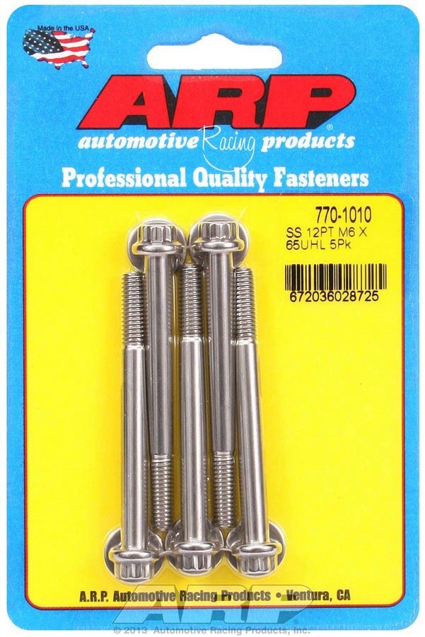 Auto Racing Products 770-1010 S/S Bolt Kit - 12pt. (5) 6mm x 1.00 x 65 Auto Racing Products 770-1010