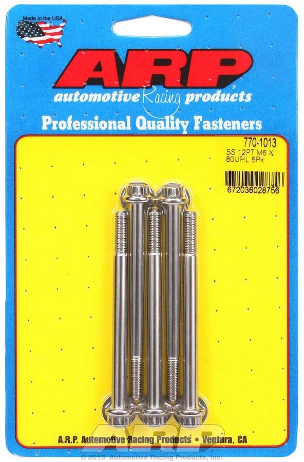 Auto Racing Products 770-1013 S/S Bolt Kit - 12pt. (5) 6mm x 1.00 x 80 Auto Racing Products 770-1013
