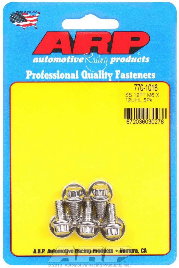 Auto Racing Products 770-1016 S/S Bolt Kit - 12pt. (5) 6mm x 1.00 x 12 Auto Racing Products 770-1016