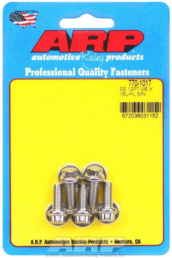 Auto Racing Products 770-1017 S/S Bolt Kit - 12pt. (5) 6mm x 1.00 x 16 Auto Racing Products 770-1017