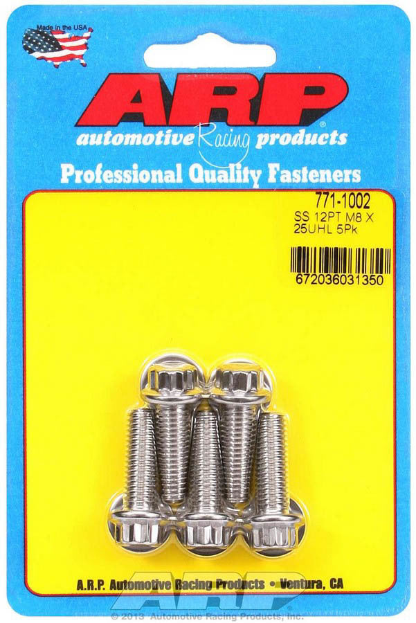 Auto Racing Products 771-1002 S/S Bolt Kit - 12pt. (5) 8mm x 1.25 x 25 Auto Racing Products 771-1002