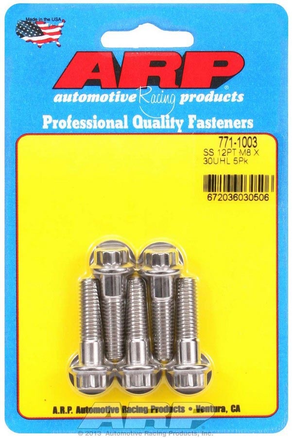 Auto Racing Products 771-1003 S/S Bolt Kit - 12pt. (5) 8mm x 1.25 x 30 Auto Racing Products 771-1003