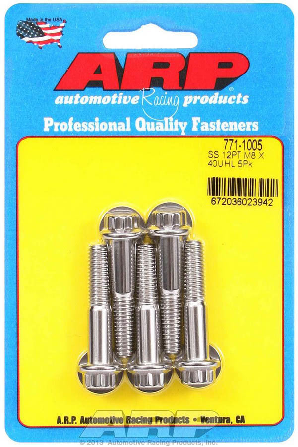 Auto Racing Products 771-1005 S/S Bolt Kit - 12pt. (5) 8mm x 1.25 x 40 Auto Racing Products 771-1005