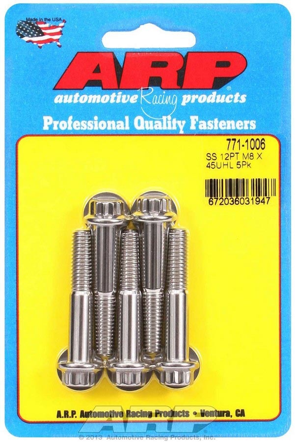 Auto Racing Products 771-1006 S/S Bolt Kit -12pt (5pk) 8mm x 1.25 x 45mm Auto Racing Products 771-1006