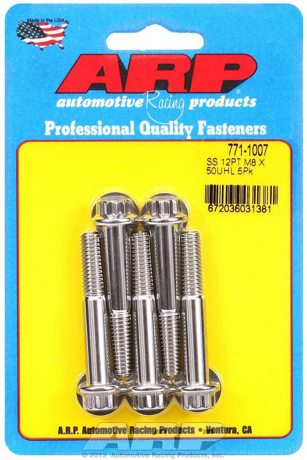 Auto Racing Products 771-1007 S/S Bolt Kit - 12pt. (5) 8mm x 1.25 x 50mm Auto Racing Products 771-1007