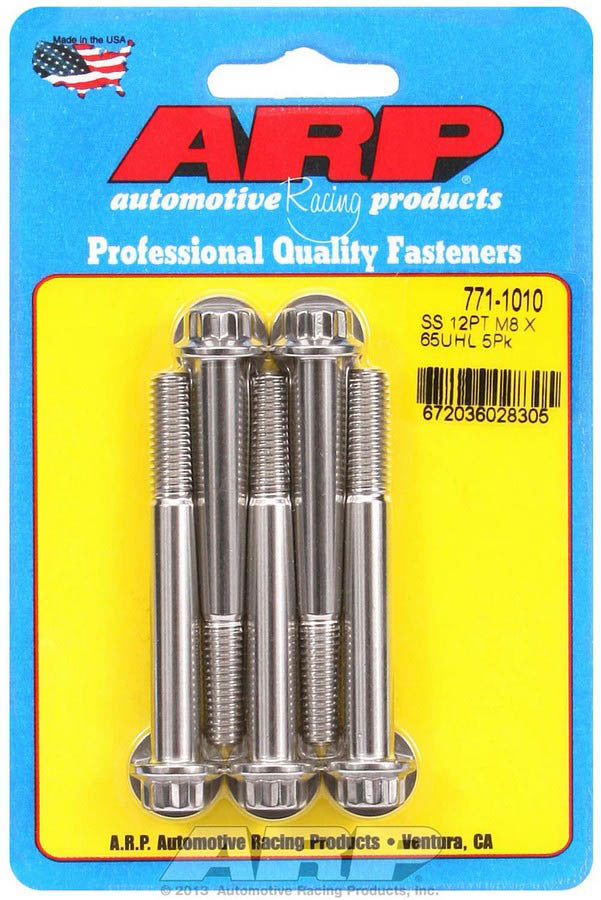 Auto Racing Products 771-1010 S/S Bolt Kit - 12pt. (5) 8mm x 1.25 x 65mm Auto Racing Products 771-1010