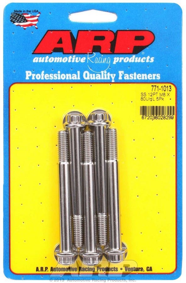 Auto Racing Products 771-1013 S/S Bolt Kit - 12pt. (5) 8mm x 1.25 x 80 Auto Racing Products 771-1013