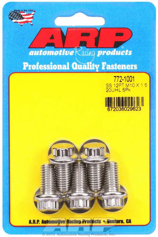 Auto Racing Products 772-1001 10mm x 1.50 x 20 12pt SS Bolt Kit 5pk Auto Racing Products 772-1001