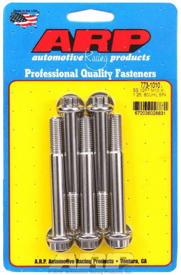 Auto Racing Products 773-1010 Bolt Kit - SS 12pt 5pk 10mm x 1.25 x 80mm Auto Racing Products 773-1010