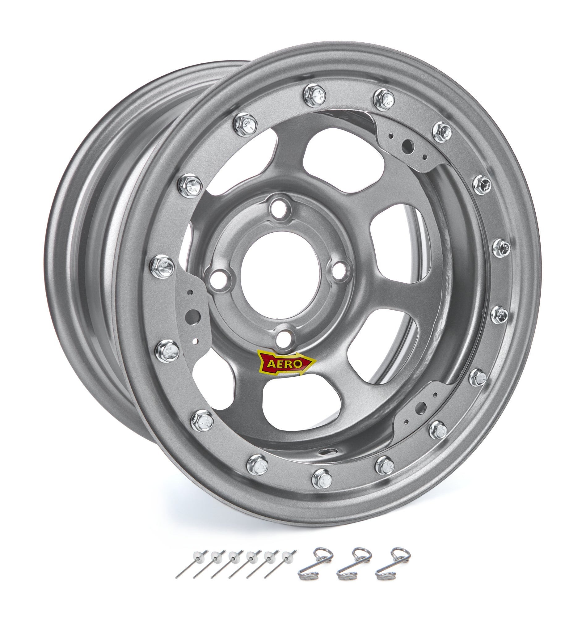 Aero Race Wheels 33-084520S 13x8 2in. 4.50 Silver Beadlock Wheel Aero Race Wheels 33-084520S