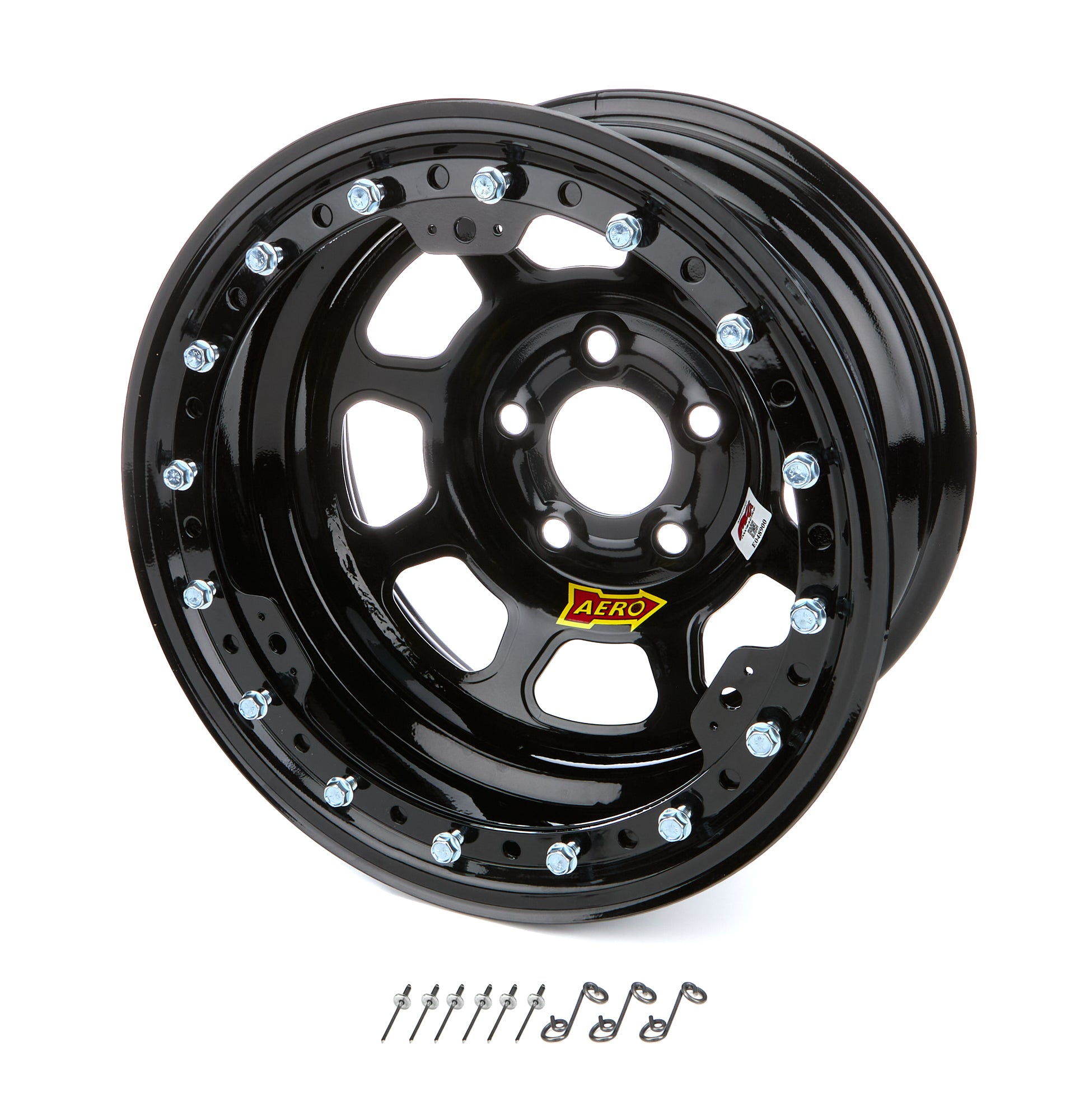 Aero Race Wheels 53-185010B Wheel 15x8 1in B/S Black w/ Black Ring Aero Race Wheels 53-185010B