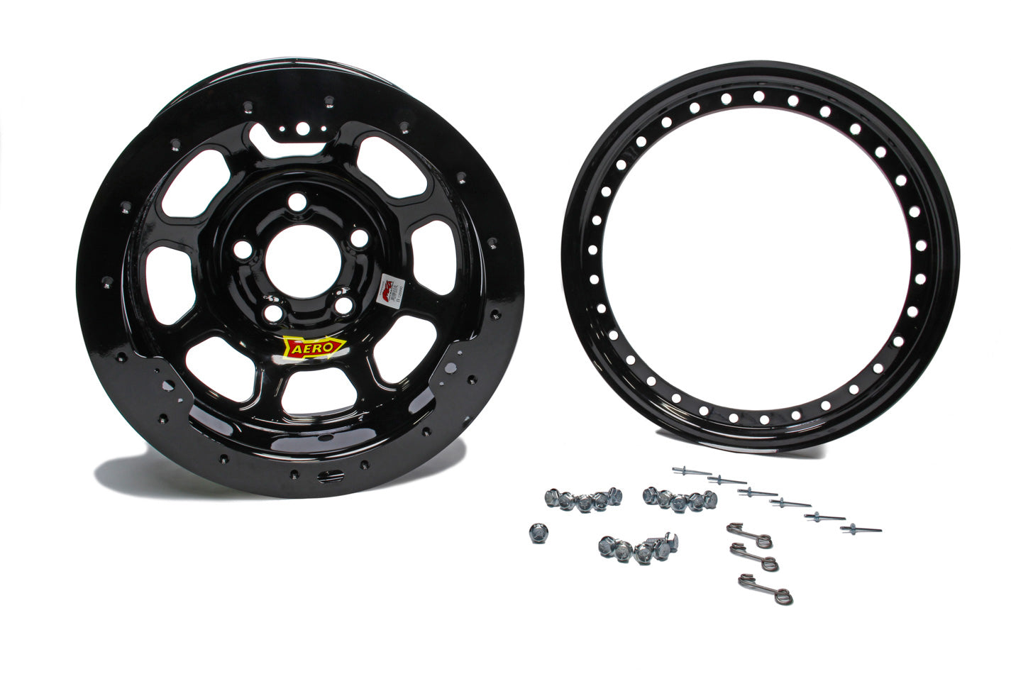 Aero Race Wheels 53-185040-BLKRING 15x8 4in 5.00 Black w/ Black Ring Aero Race Wheels 53-185040-BLKRING