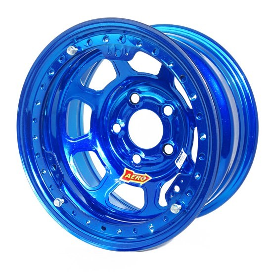 Aero Race Wheels 53-985040BLU 15x8 4in 5.00 Blue Chrome Beadlock Wheel Aero Race Wheels 53-985040BLU