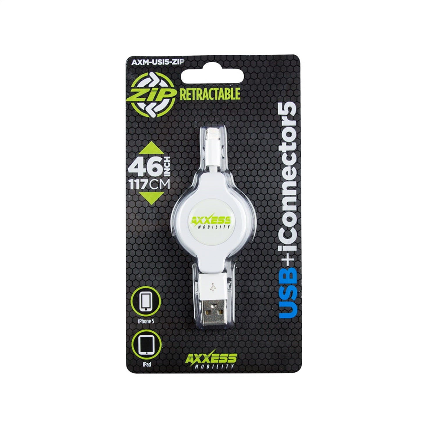 Metra Electronics AXM-USI5-ZIP Lightning To USB Retractable Extension Cable; i5; Metra Electronics AXM-USI5-ZIP