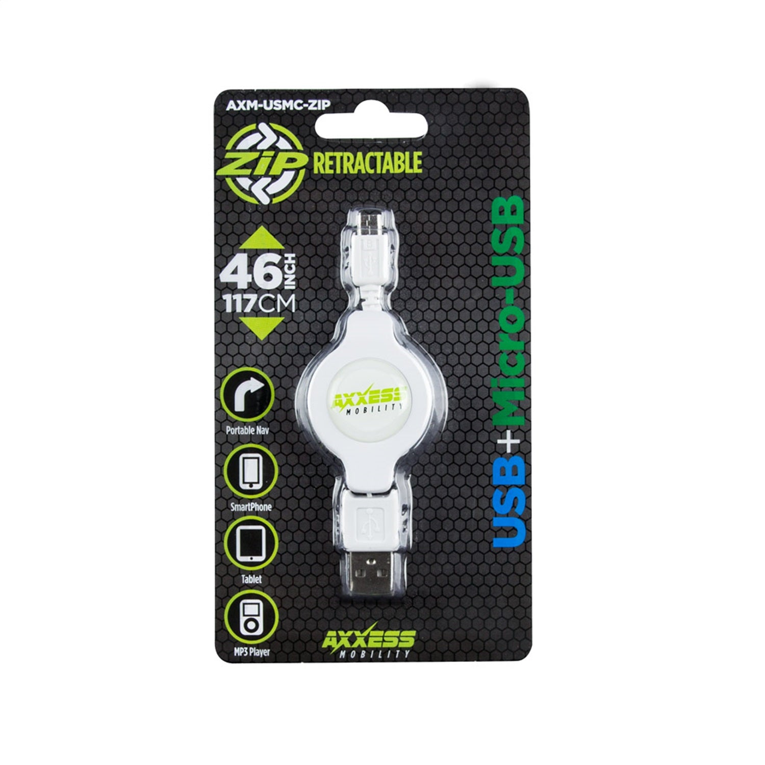 Metra Electronics AXM-USMC-ZIP Micro USB To USB Retractable Extension Cable; Metra Electronics AXM-USMC-ZIP