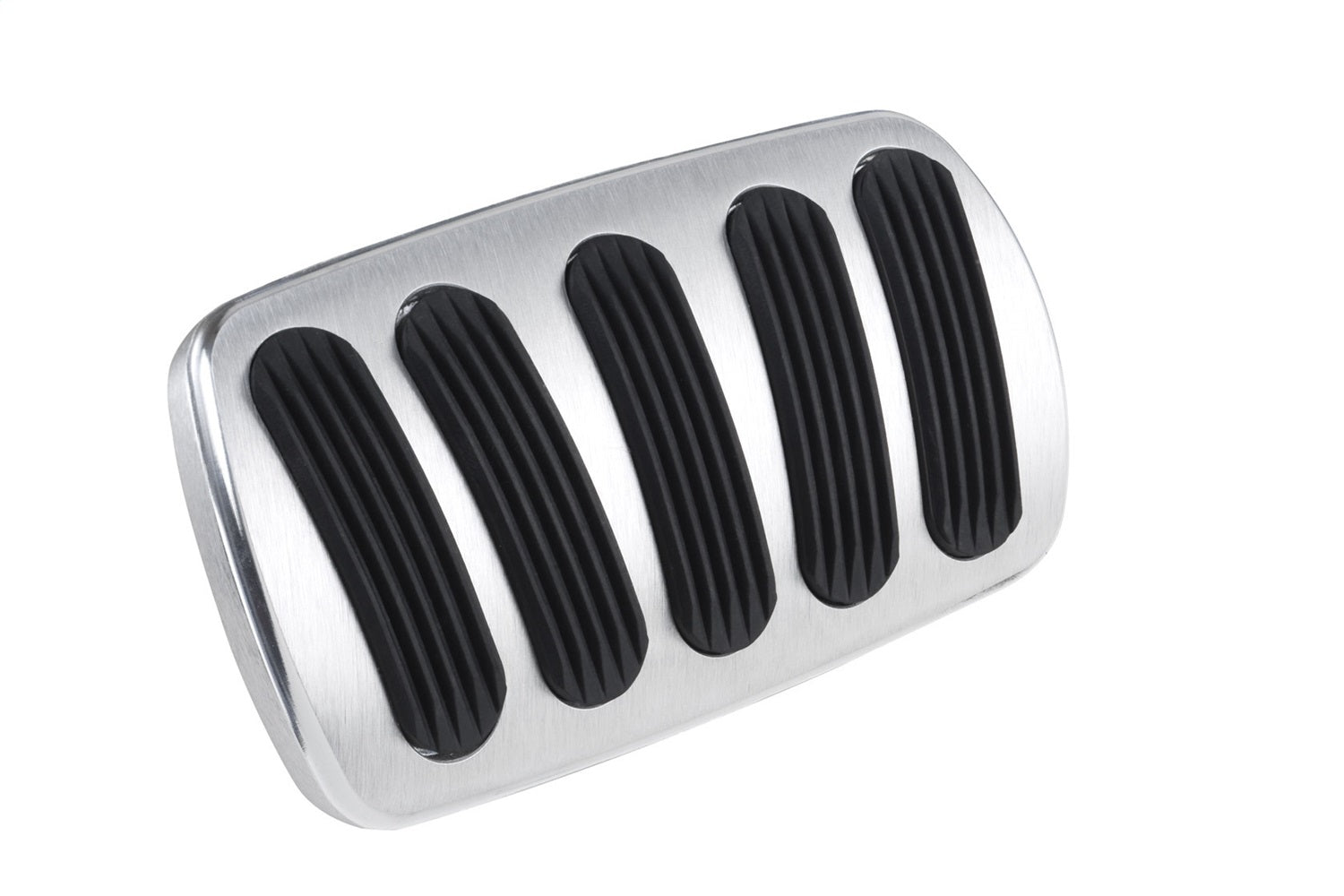 Lokar BAG-6144 Brake Pedal Pad; Brushed Aluminum; Curved; w/Rubber Insert; Billet Aluminum; Lokar BAG-6144