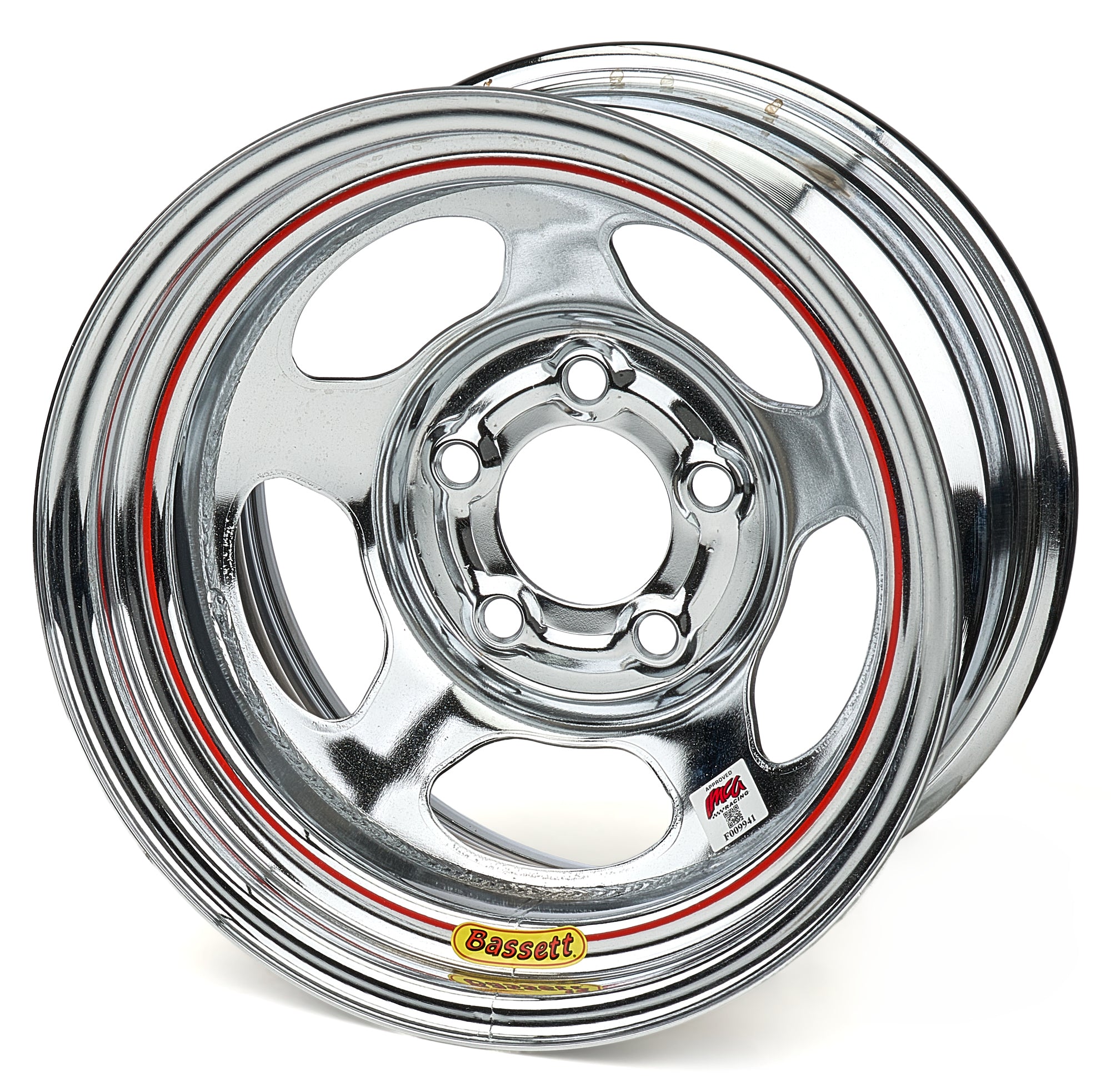Bassett 58A53IC Wheel 15x8 IMCA Chrome Inertia 5x8 Bassett 58A53IC