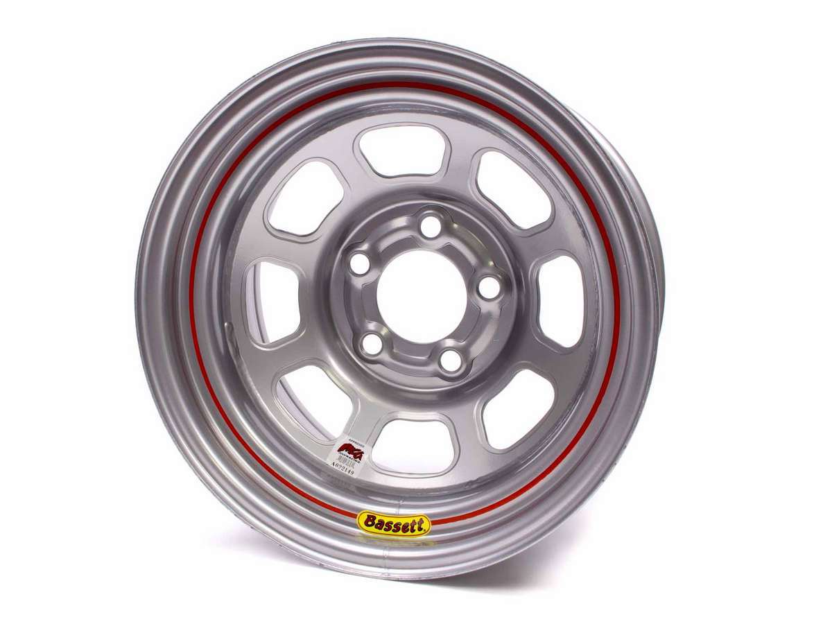 Bassett 58DF3IS 15X8 IMCA Wheel D-Hole Silver 5x4.50 Bassett 58DF3IS