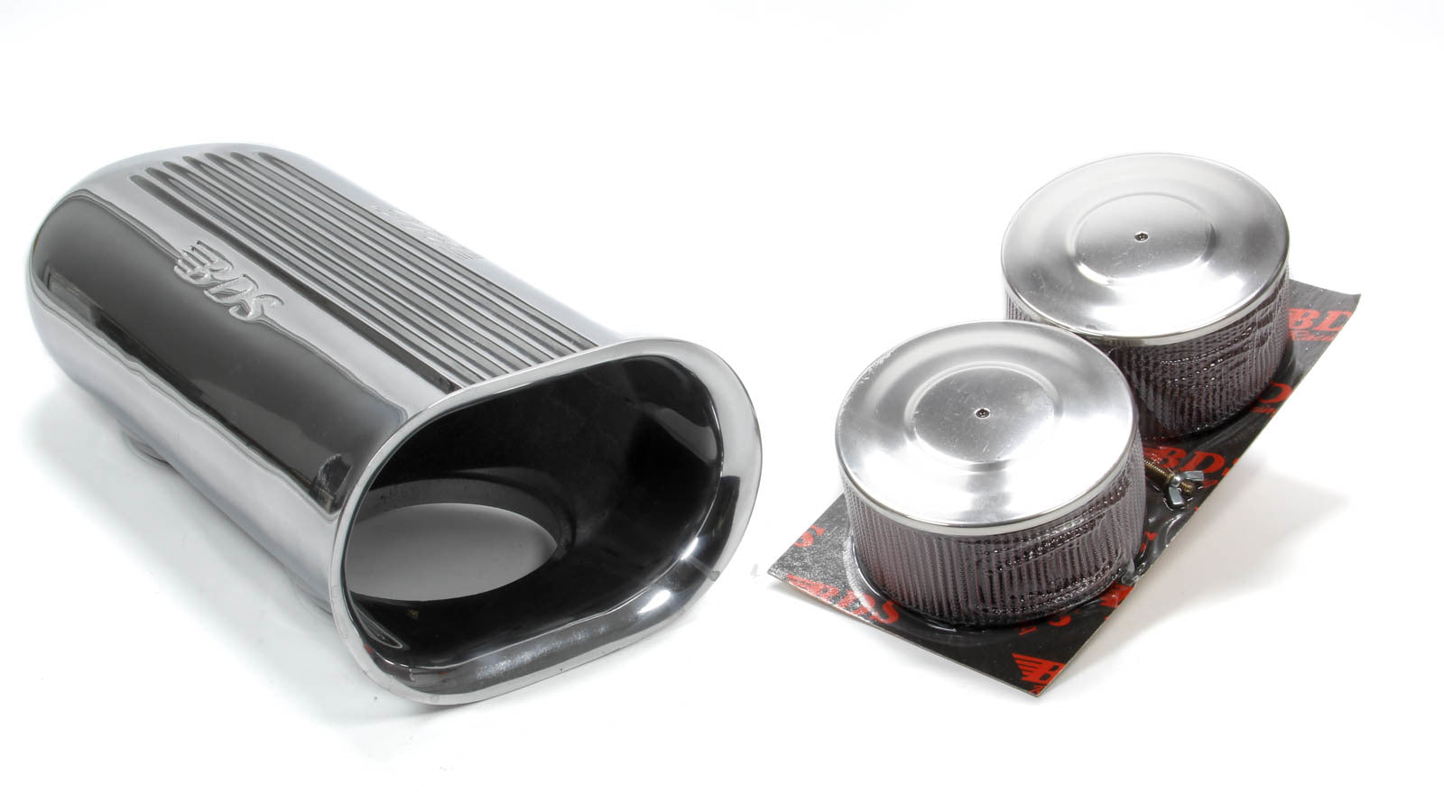 Blower Drive Service SC-9001 Polished Aluminum Dual Carb Scoop w/Air Filters Blower Drive Service SC-9001