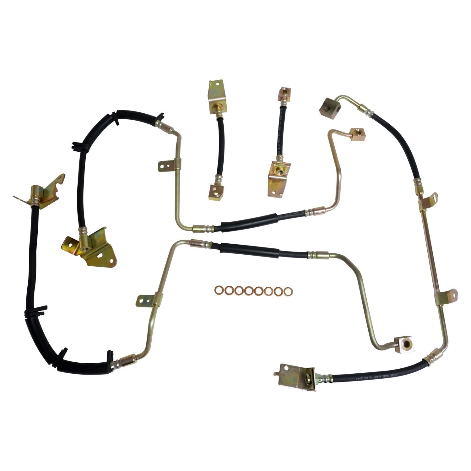 Crown Automotive Jeep Replacement BHK8 Brake Hose Kit; Incl. Hoses/Rear Hose To Axle And 8 Brake Hose Washers; Crown Automotive Jeep Replacement BHK8