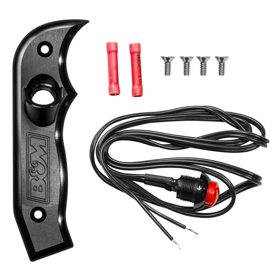 B&M 81078 Magnum Grip Side Plate; 12 Volt Button; Incl. Mounting Hardware; Black; B&M 81078