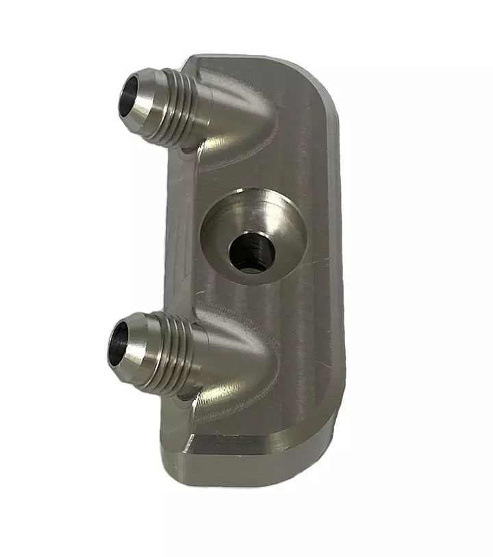 Bowler Performance Transmission 2410003 GM 6L80E Cooler Manifold Set Converts To -6 Black Bowler Performance Transmission 2410003