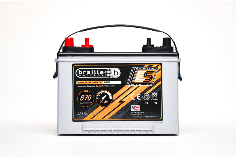 Braille Battery B34M 34M Marine Endurance AGM Battery 870 CCA Braille Battery B34M