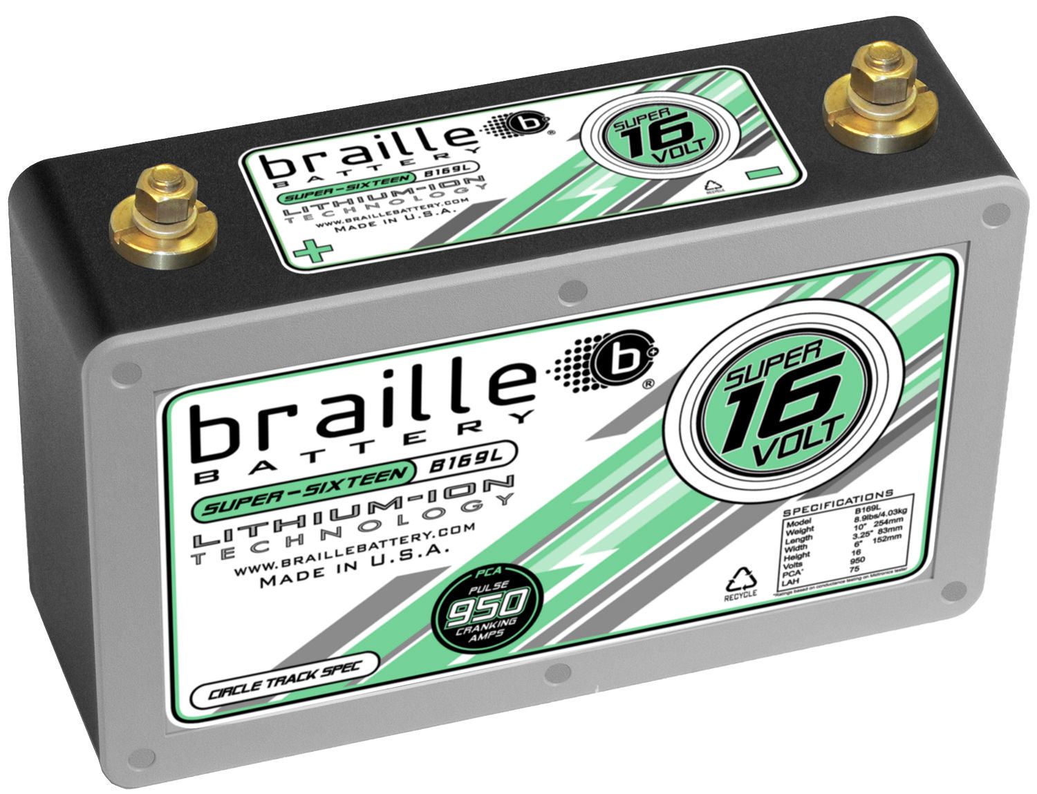 Braille Battery B169L Lithium ION Super 16 Volt Battery 950 Amps Braille Battery B169L
