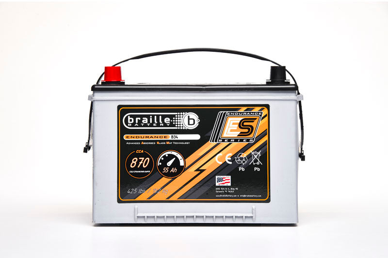 Braille Battery B34 34 Endurance AGM Battery 870 CCA Braille Battery B34
