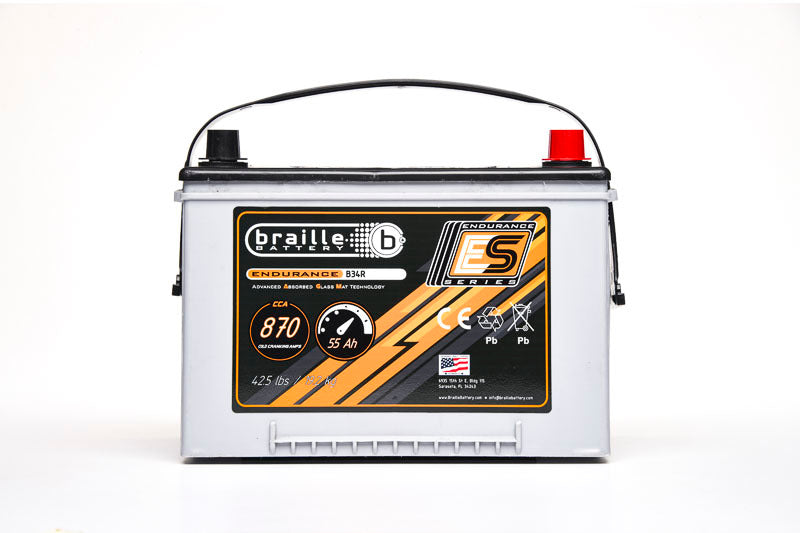 Braille Battery B34R 34R Endurance AGM Battery 870 CCA Braille Battery B34R