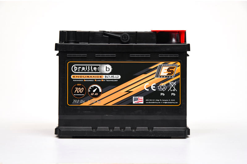 Braille Battery B47-H5-L2 47-H5-L2 Endurance AGM Battery 700 CCA Braille Battery B47-H5-L2
