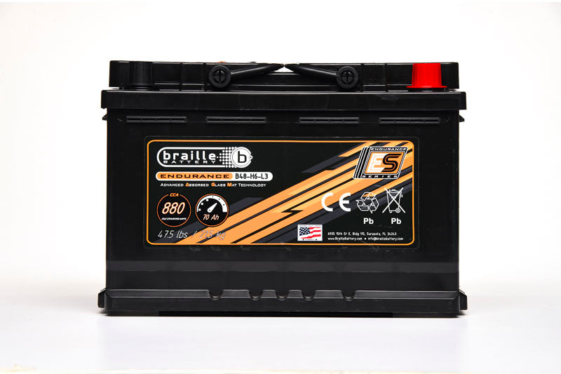 Braille Battery B48-H6-L3 48-H6-L3 Endurance AGM Battery 880CCA Braille Battery B48-H6-L3