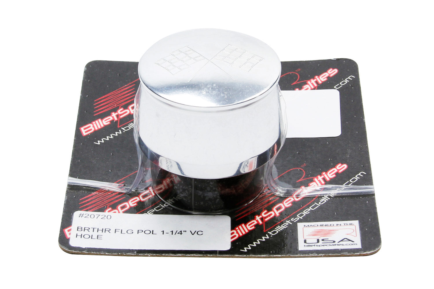 Billet Specialties 20720 Polished Breather Cross Flags Logo Billet Specialties 20720